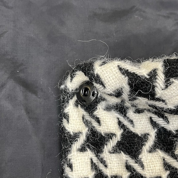 VINTAGE YOHJI YAMAMOTO BLACK HOUNDSTOOTH FRINGE KNIT JACKET WOMENS 2 JAPAN WOOL - Picture 10 of 16